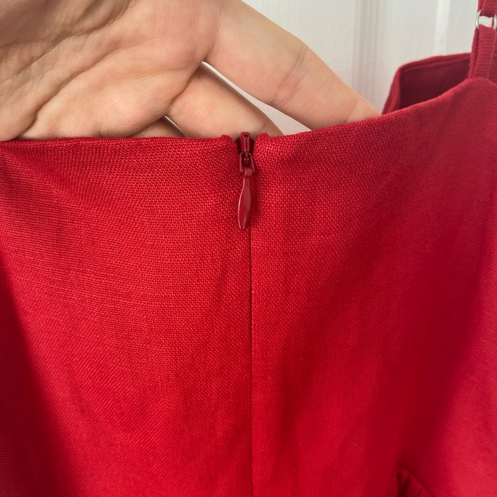 NEW with Tags Reformation Red Olivia MIDI Linen Dress - Picture 8 of 10